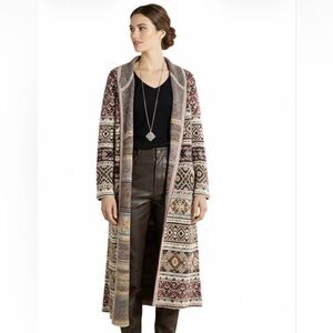 Aldo Martins By Anthropologie Long Open Cardigan Sweater Duster with Hood Coat M